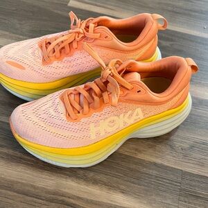 Hoka Women's Peach and Yellow Athletic Shoes MAKE OFFERS!!!
